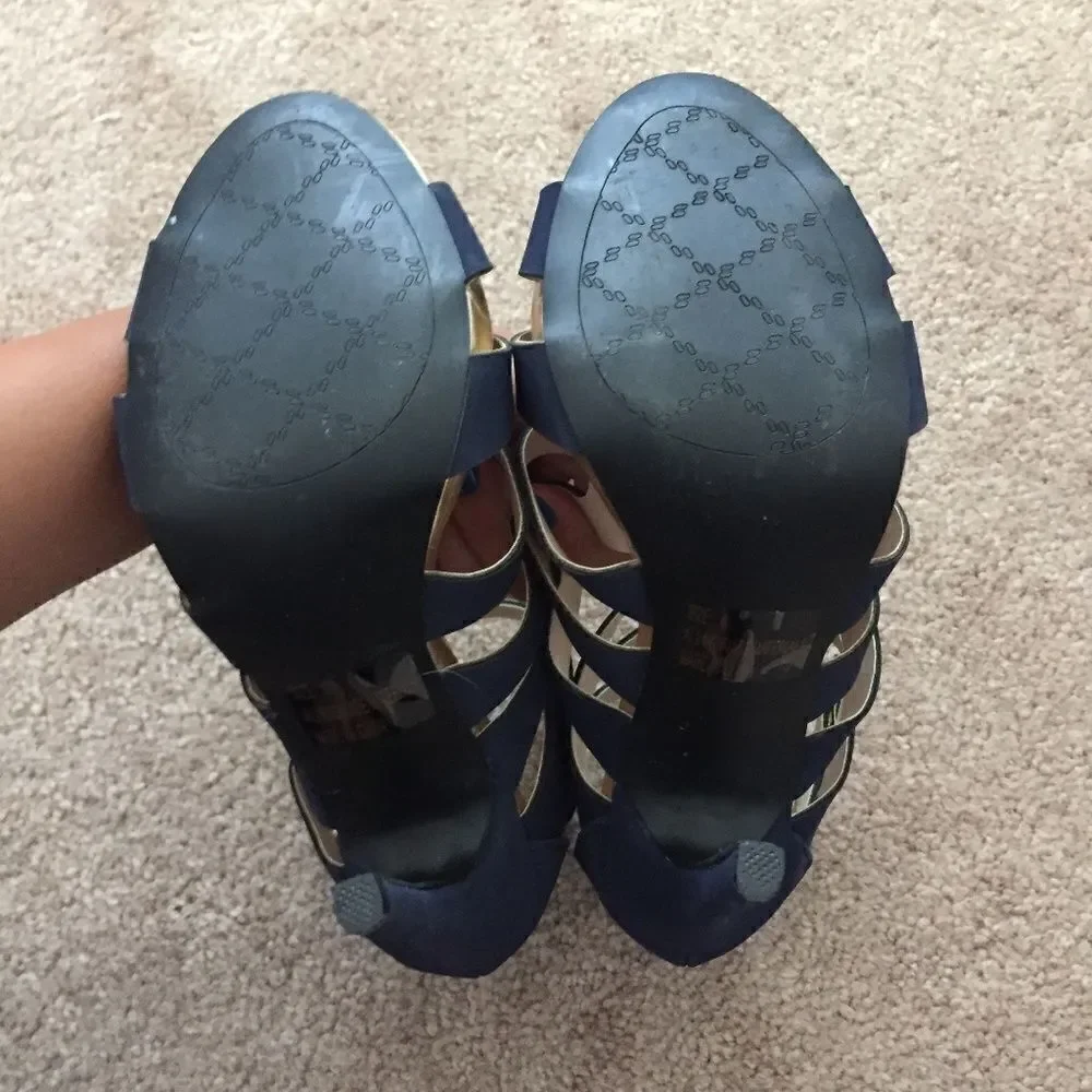 Navy Caged Heels